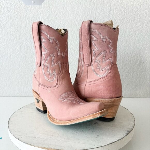 Lane SMOKESHOW Cowboy Bootie Womens 6 Pink Leather Western Cowgirl Ankle Boots - Picture 12 of 12